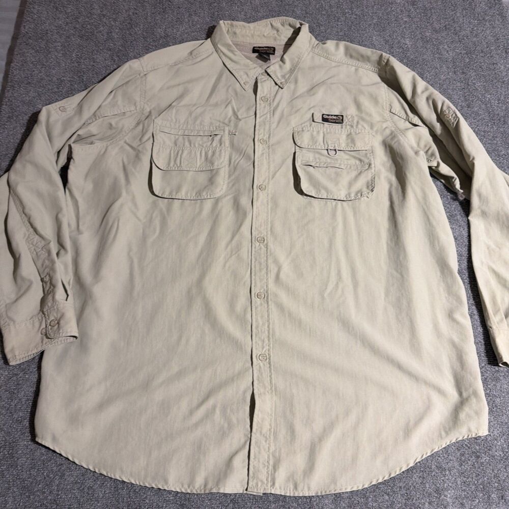 Guide Series Fishing Shirt Mens 3XLT Beige Vented Performance Long Sleeve